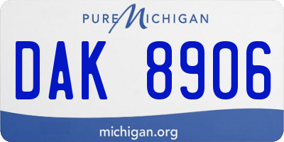 MI license plate DAK8906