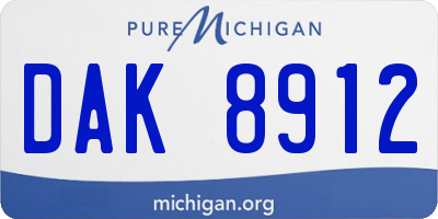 MI license plate DAK8912