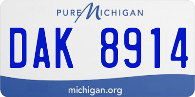 MI license plate DAK8914