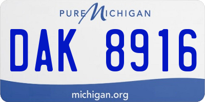 MI license plate DAK8916