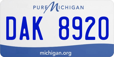 MI license plate DAK8920