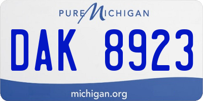 MI license plate DAK8923