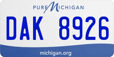 MI license plate DAK8926