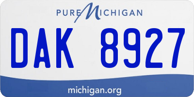 MI license plate DAK8927