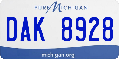 MI license plate DAK8928