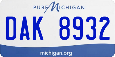 MI license plate DAK8932