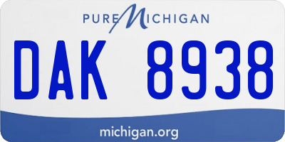 MI license plate DAK8938