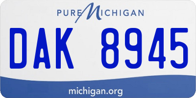 MI license plate DAK8945