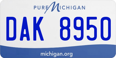 MI license plate DAK8950