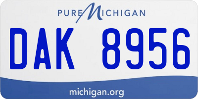MI license plate DAK8956