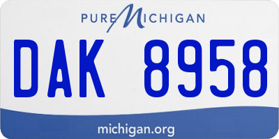 MI license plate DAK8958