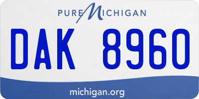 MI license plate DAK8960