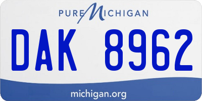 MI license plate DAK8962