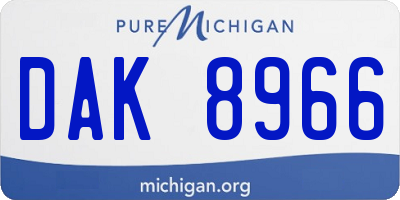 MI license plate DAK8966