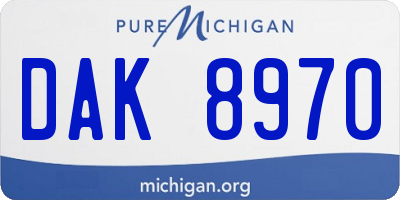 MI license plate DAK8970