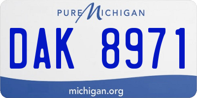 MI license plate DAK8971