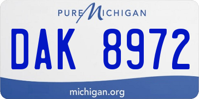 MI license plate DAK8972