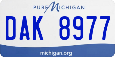 MI license plate DAK8977