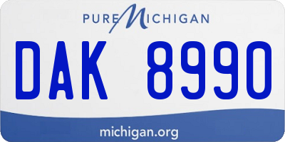 MI license plate DAK8990