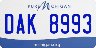 MI license plate DAK8993