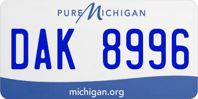 MI license plate DAK8996