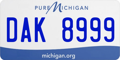 MI license plate DAK8999