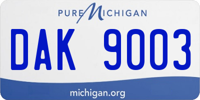 MI license plate DAK9003