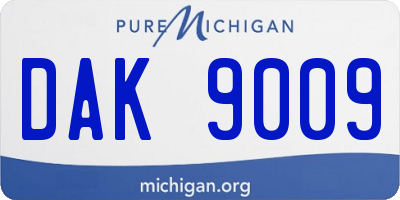 MI license plate DAK9009