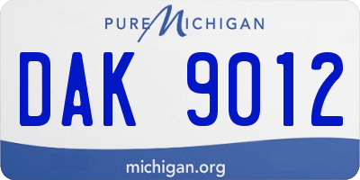 MI license plate DAK9012