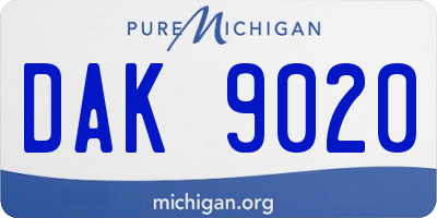 MI license plate DAK9020