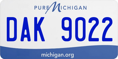 MI license plate DAK9022