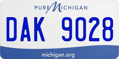 MI license plate DAK9028