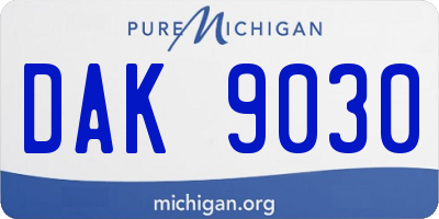 MI license plate DAK9030