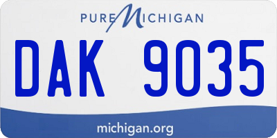 MI license plate DAK9035