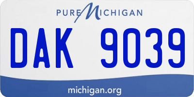 MI license plate DAK9039