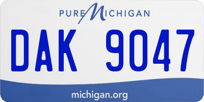 MI license plate DAK9047