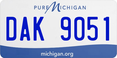 MI license plate DAK9051