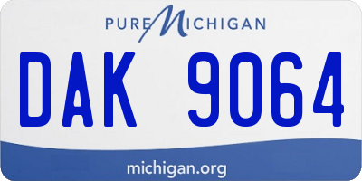 MI license plate DAK9064