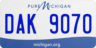 MI license plate DAK9070