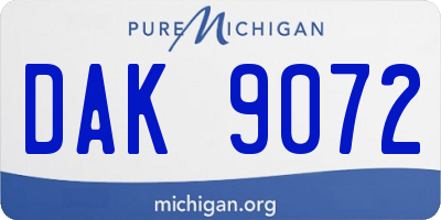 MI license plate DAK9072