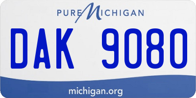 MI license plate DAK9080