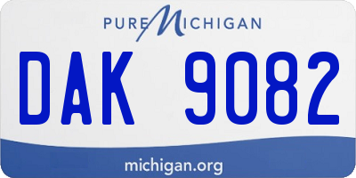 MI license plate DAK9082