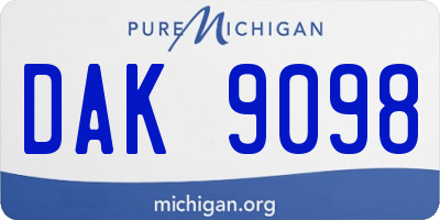 MI license plate DAK9098