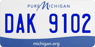 MI license plate DAK9102