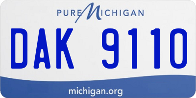 MI license plate DAK9110