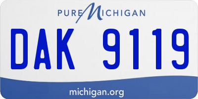 MI license plate DAK9119