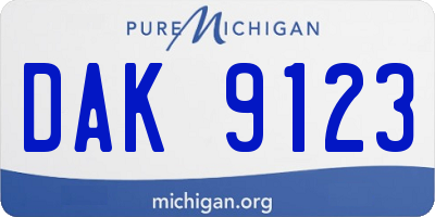 MI license plate DAK9123