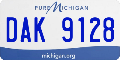 MI license plate DAK9128