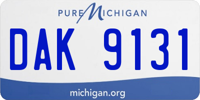 MI license plate DAK9131