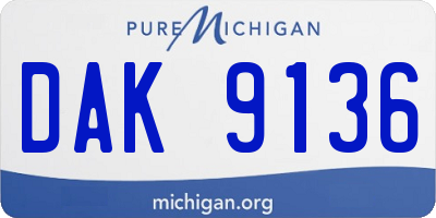 MI license plate DAK9136